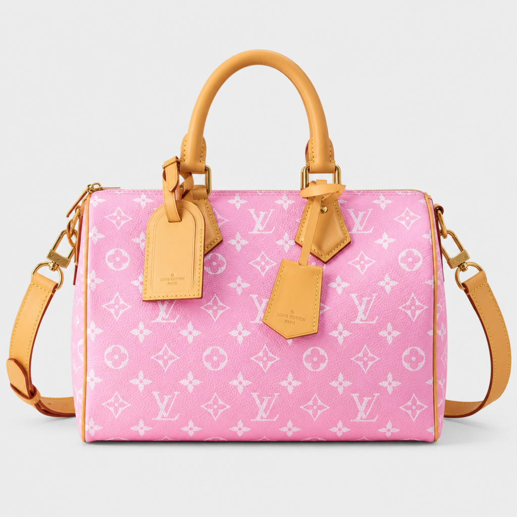 Monogram Dome Top Handle Bag — Straight front — Pink Monogram