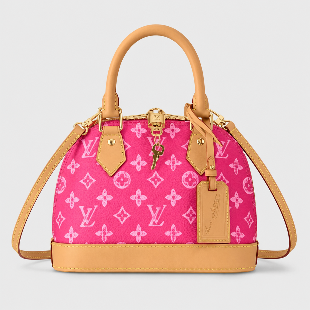 Monogram Dome Top Handle Bag — Straight front — Magenta Monogram
