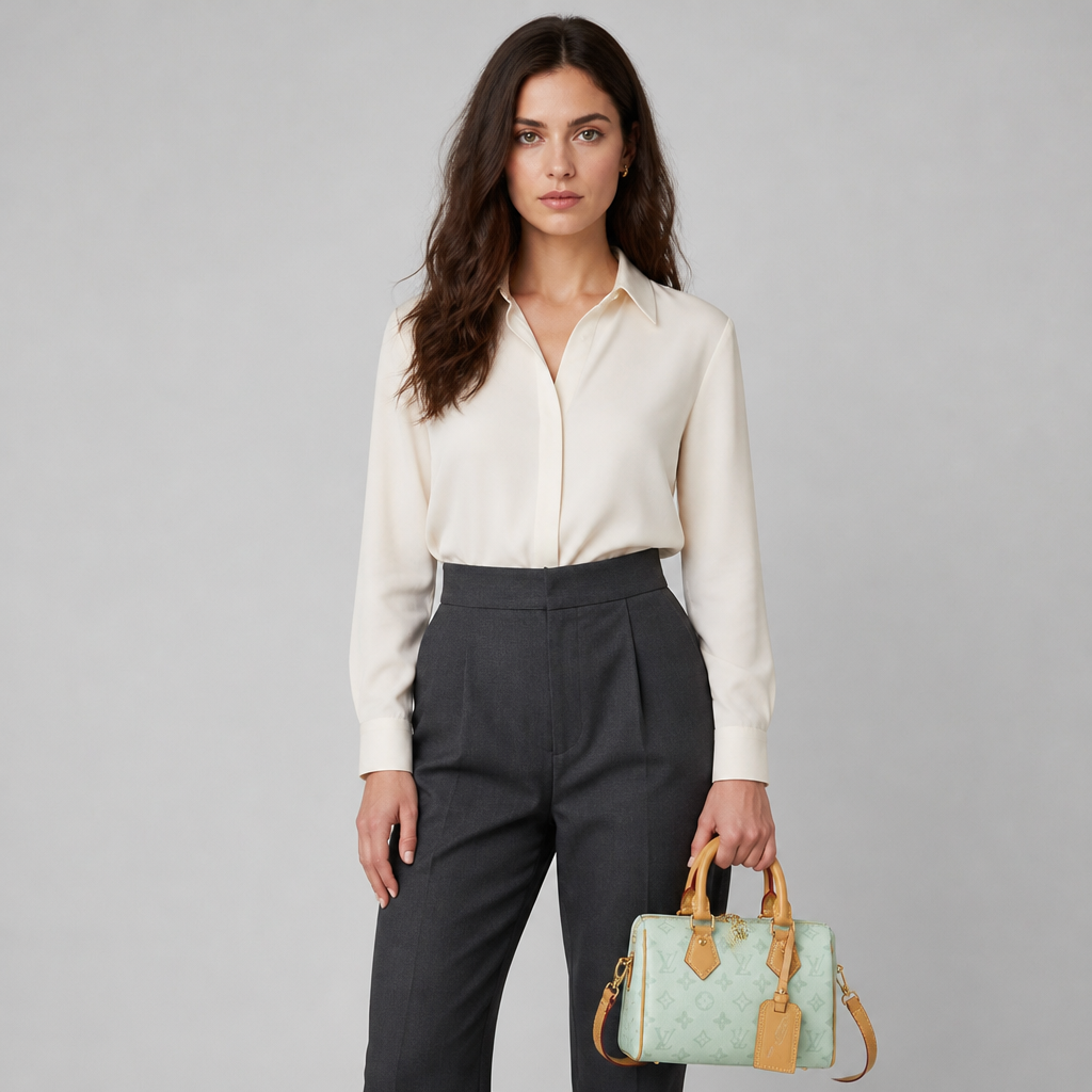 Mini Dome Top Handle Bag — model a studio — Mint Monogram