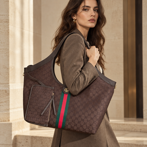 Monogram Stripe Hobo Tote
