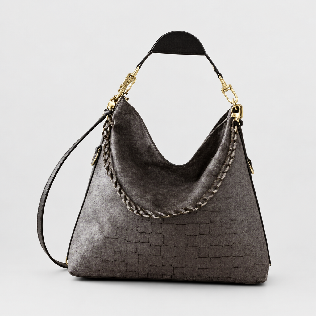 JT studio 2026-10-08 | Chain Trim Hobo Shoulder Bag | brown-geometric-alternate