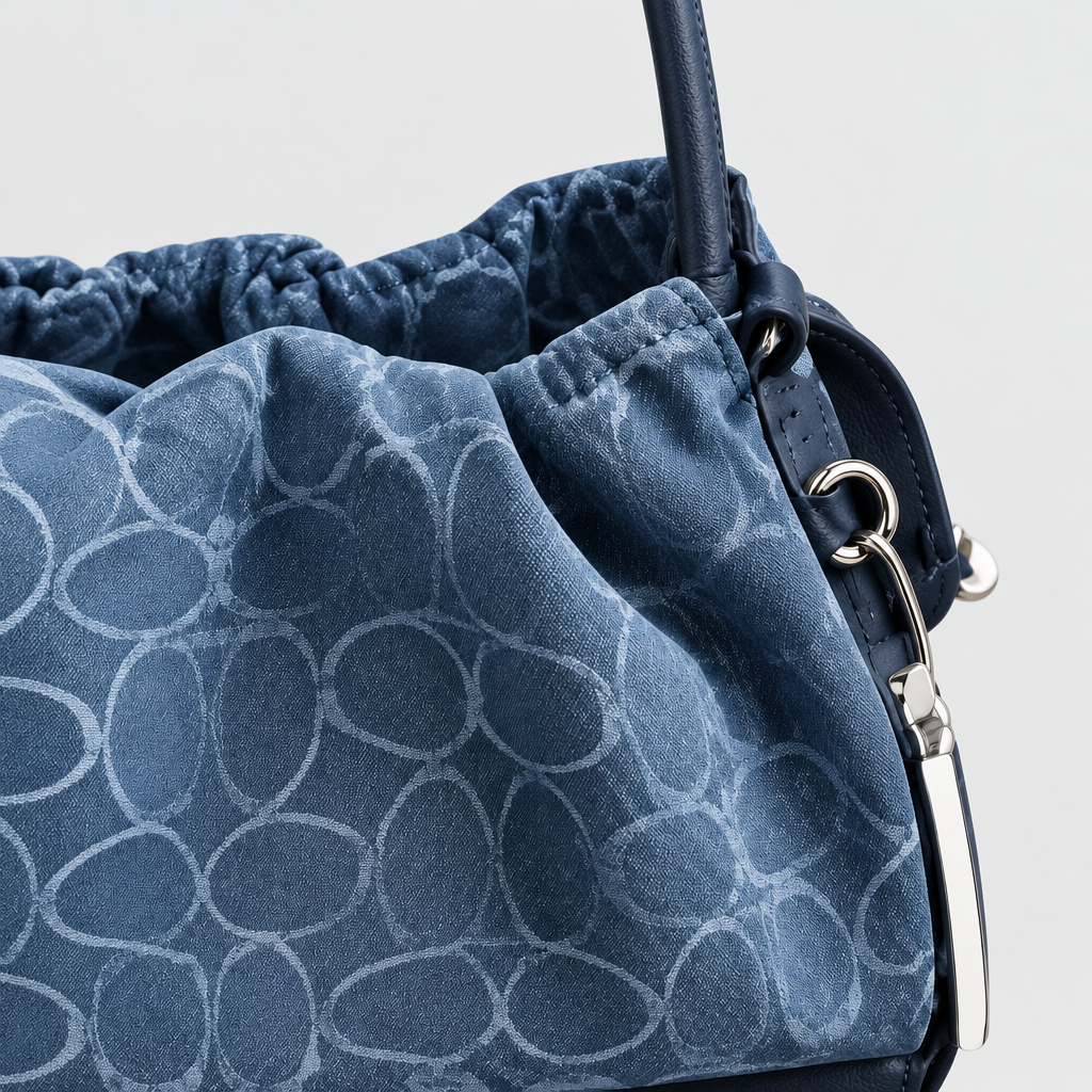 JT studio 2026-10-08 | Gathered Print Shoulder Bag | blue-construction-detail