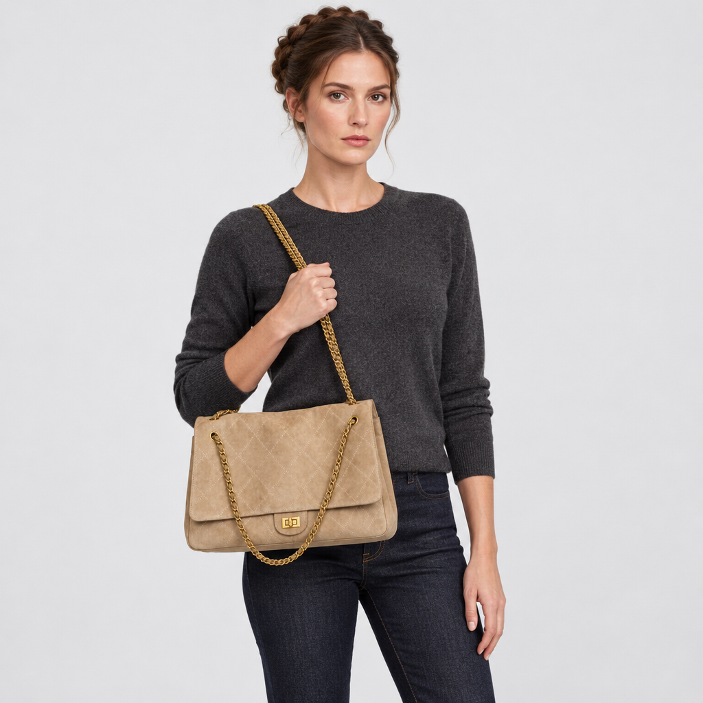JT studio 2026-10-08 | Khaki Quilted Chain Shoulder Bag | main-carried