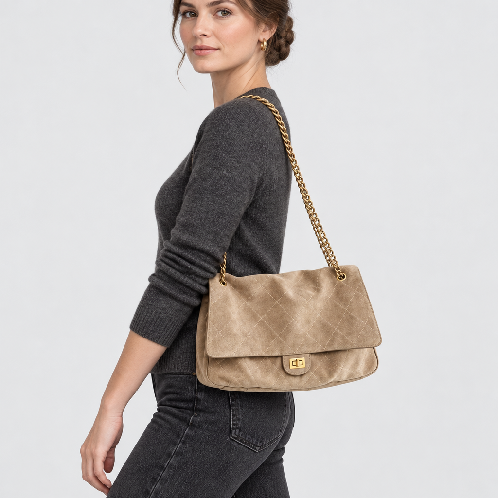 JT studio 2026-10-08 | Khaki Quilted Chain Shoulder Bag | reference-worn