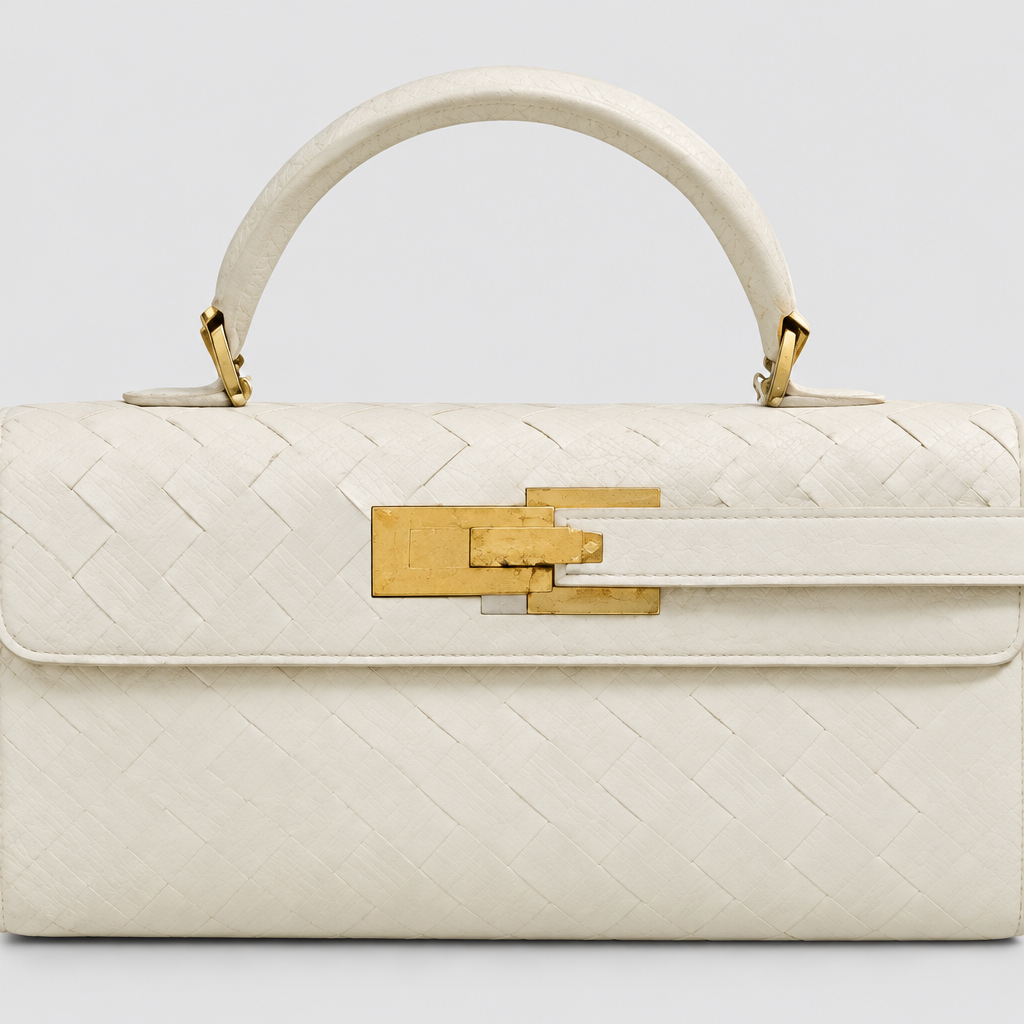 JT studio 2026-10-08 | Structured Top Handle Flap Handbag | ivory-clasp-detail