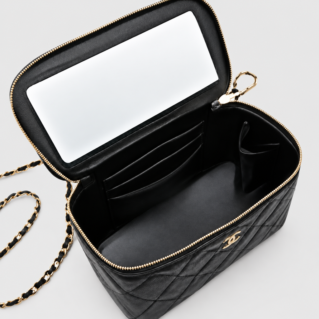 JT studio 2026-10-08 | Quilted Leather Vanity Crossbody Bag | black-interior