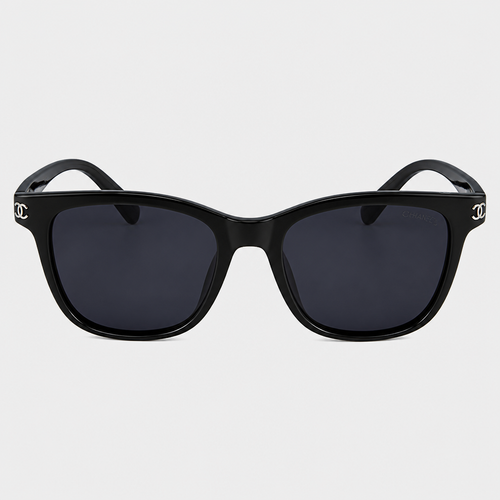Classic Black Square Eyewear — black frame with dark-tinted lenses; complete front view