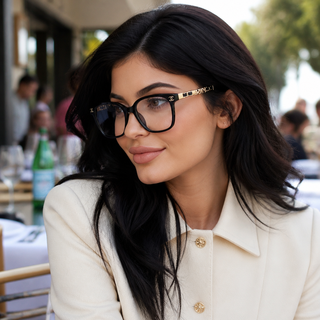 Adult model wearing soft cat-eye eyewear in a lifestyle setting