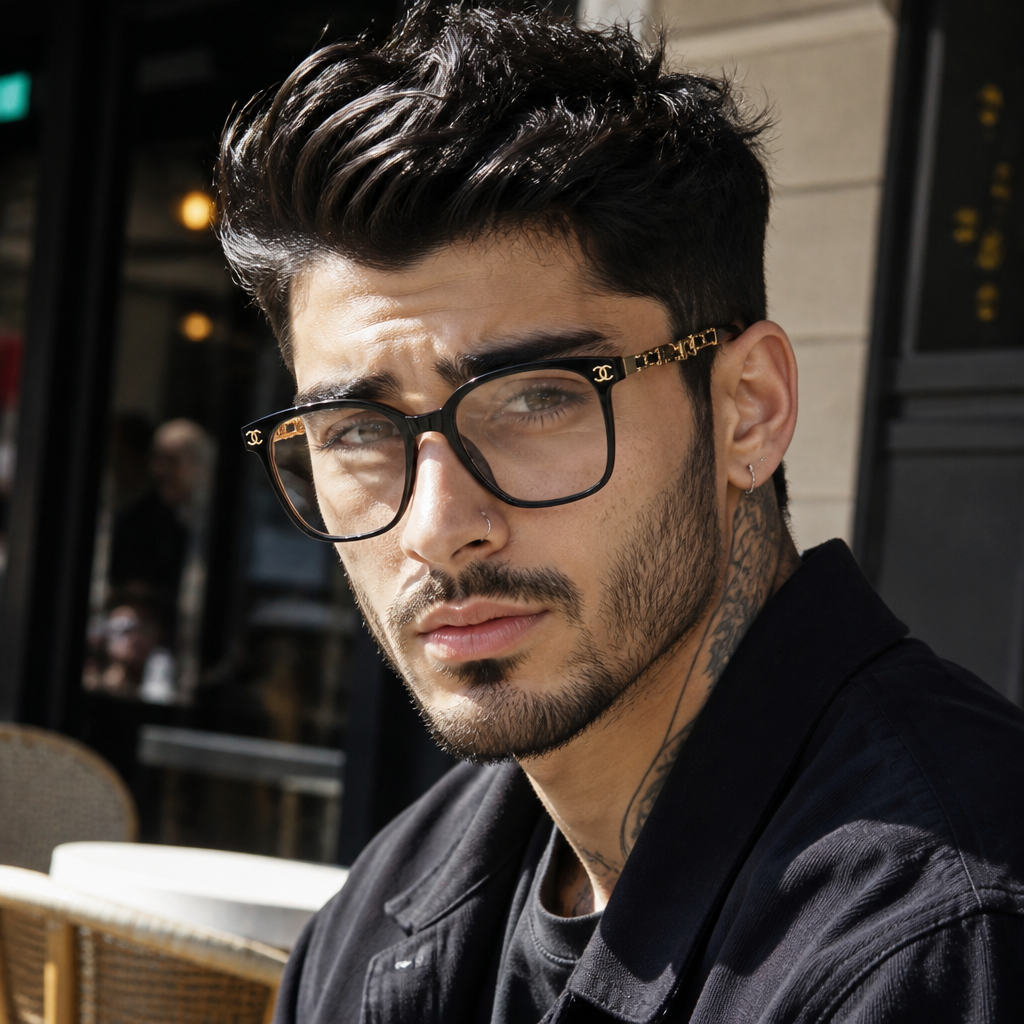 Adult model wearing soft cat-eye eyewear in a lifestyle setting