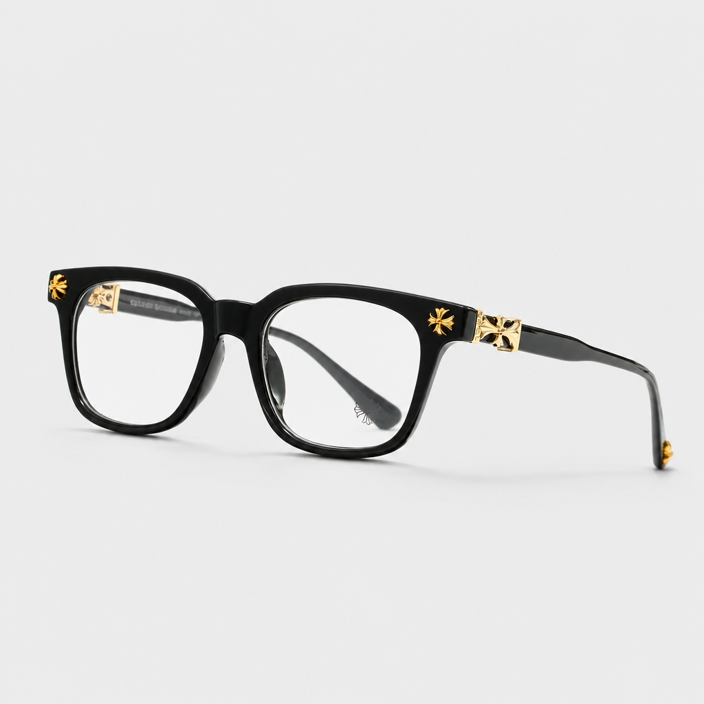 Square Cross-Detail Eyeglass Frames — full product view