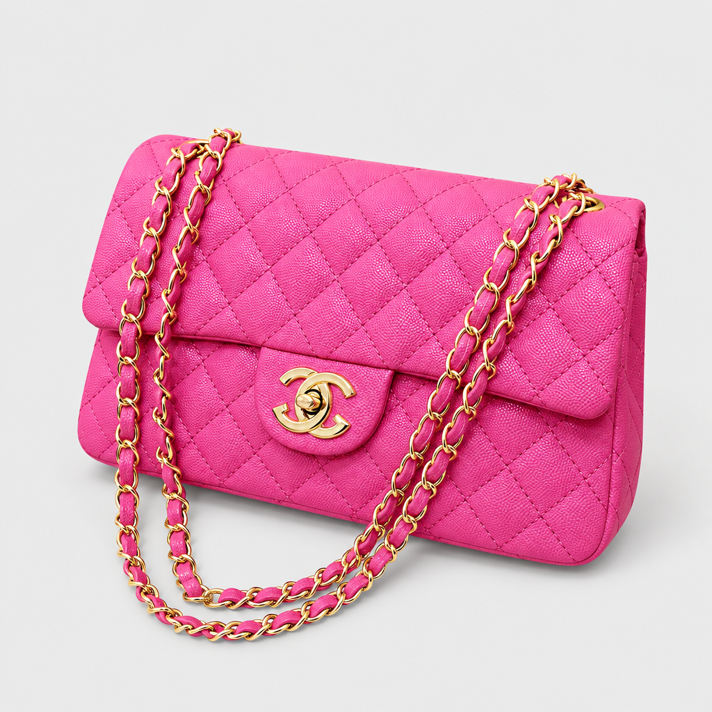 Quilted Embroidered Crossbody Shoulder Bag — Hot Pink