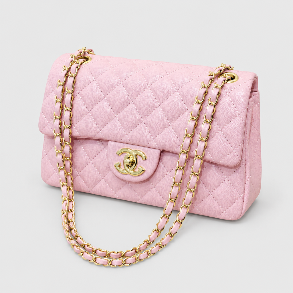 Quilted Embroidered Crossbody Shoulder Bag — Light Pink