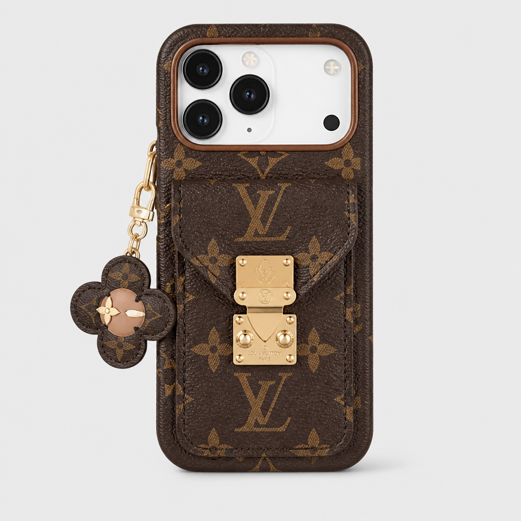 Dark Brown Monogram Card-Holder — front view.