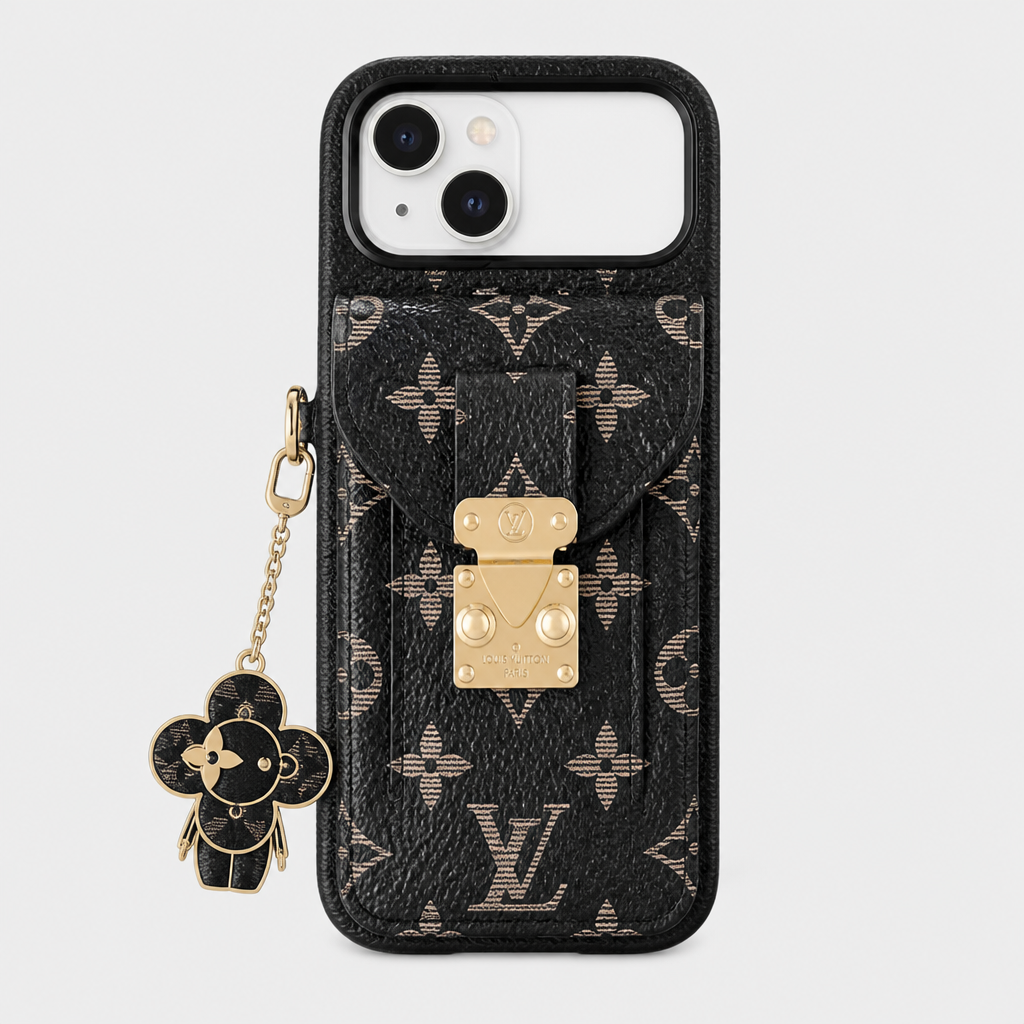 Black Monogram Card-Holder — front view.