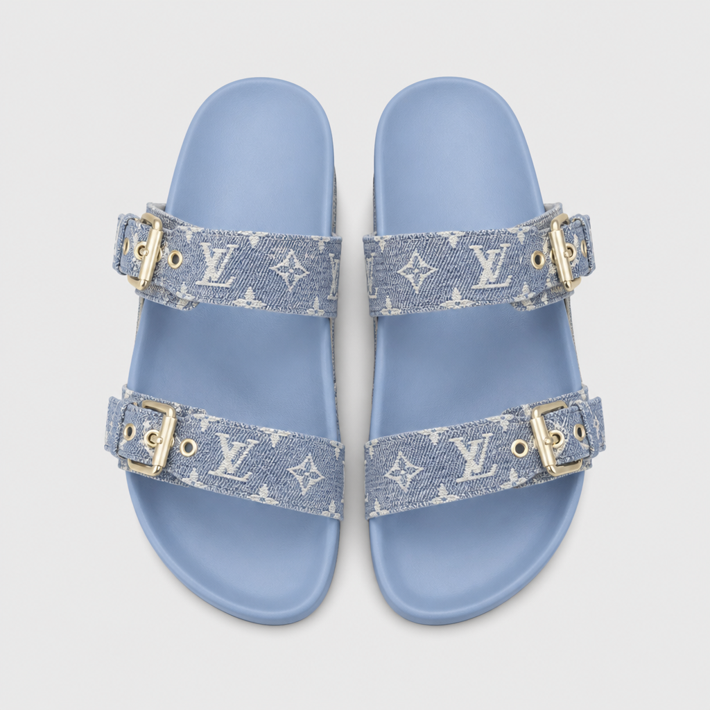 Blue Monogram Double Buckle — front view.
