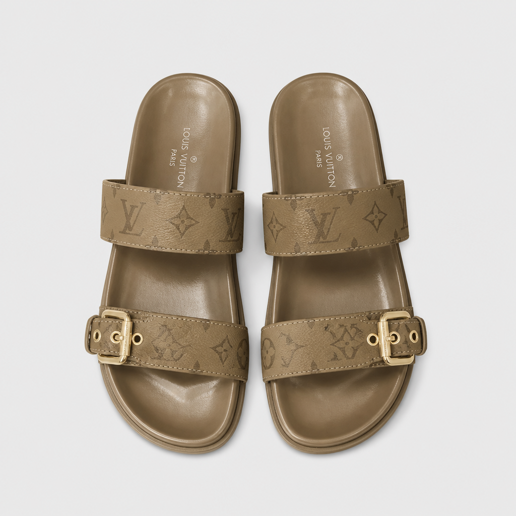 Khaki Monogram Single Buckle — front view.