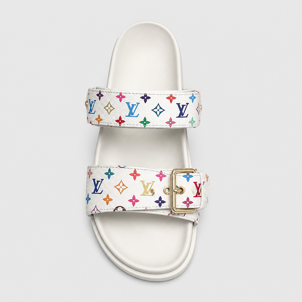 White Multicolor Single Buckle — front view.