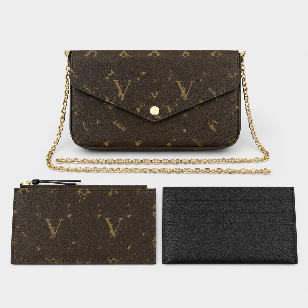 Dark Monogram & Black Accessories — front view.