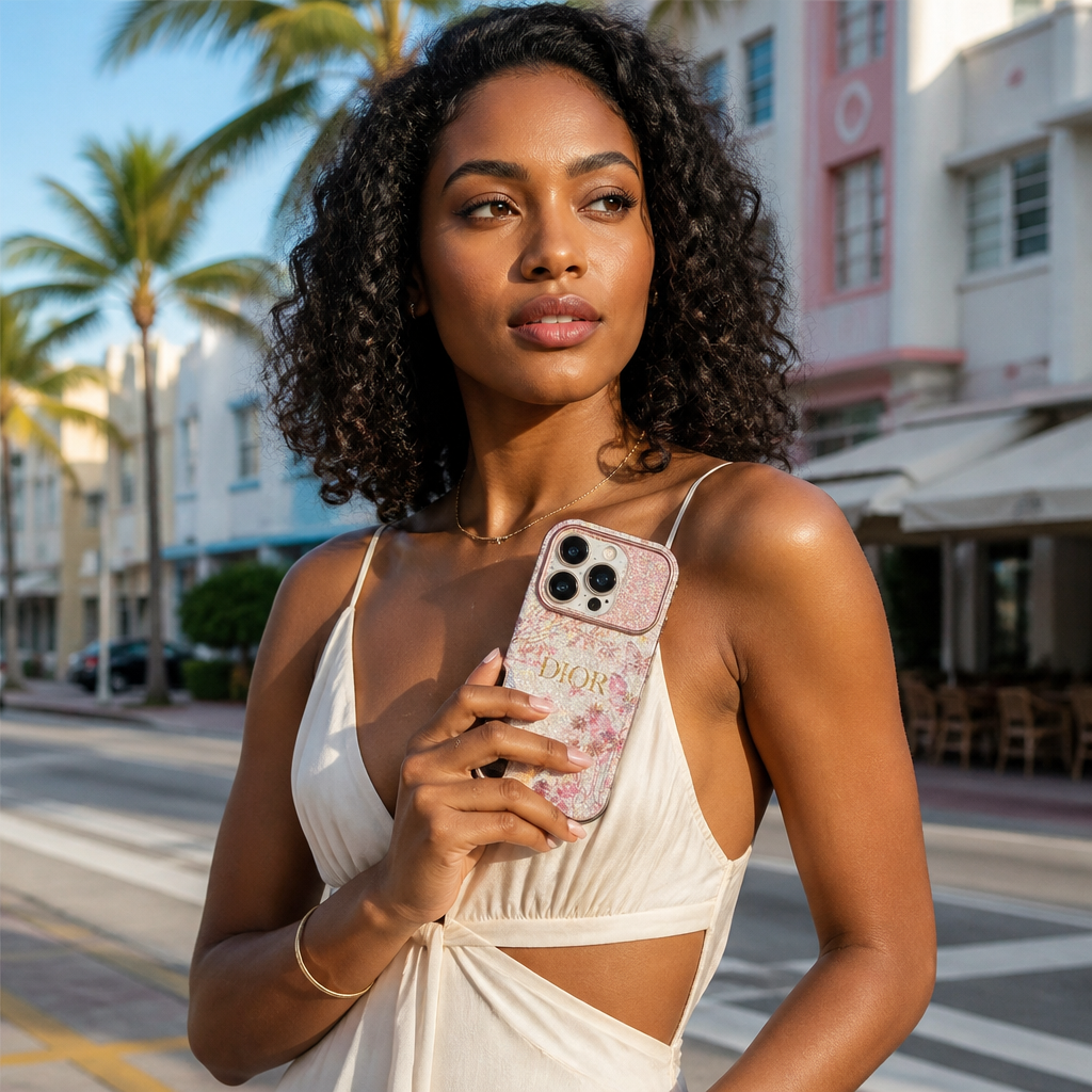 Pink Floral Glitter — lifestyle photo in Miami.
