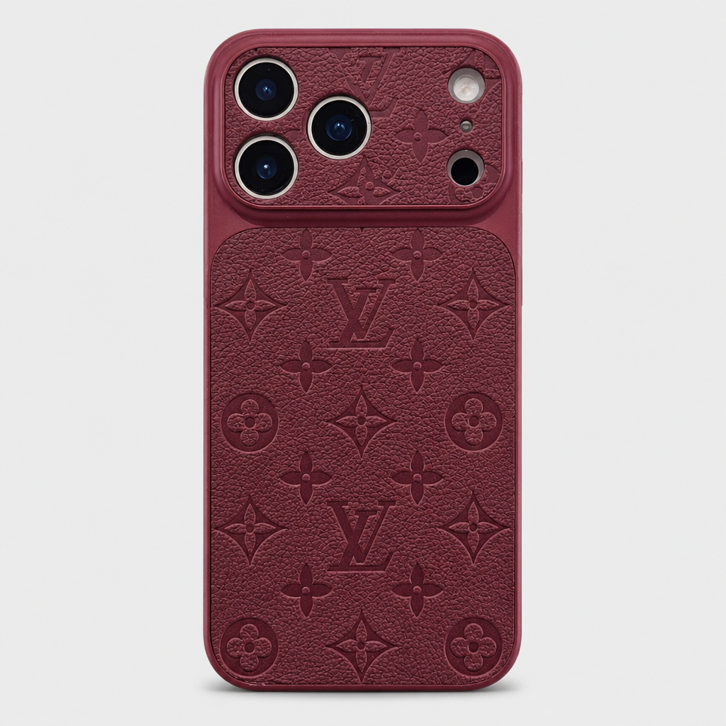 Burgundy – Double Floral Pattern — front view.