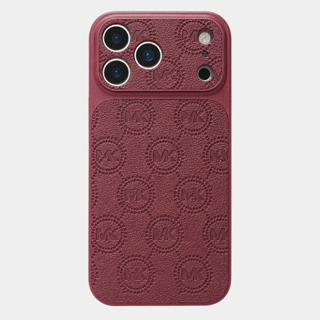 Burgundy – Circular M Medallion — front view.