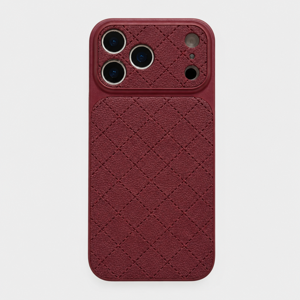 Burgundy – Diamond Quilted Pattern — front view.