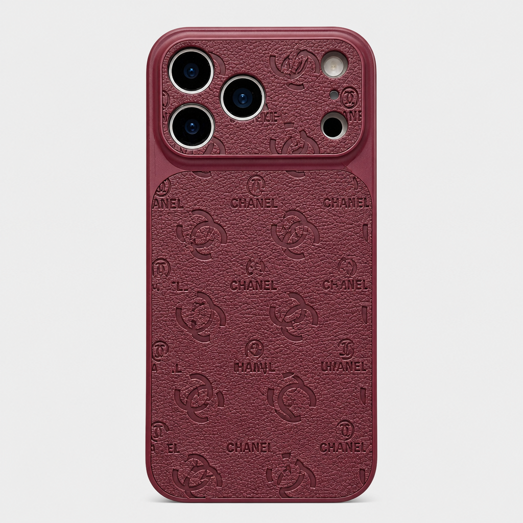 Burgundy – Classic Allover Letter Pattern — front view.