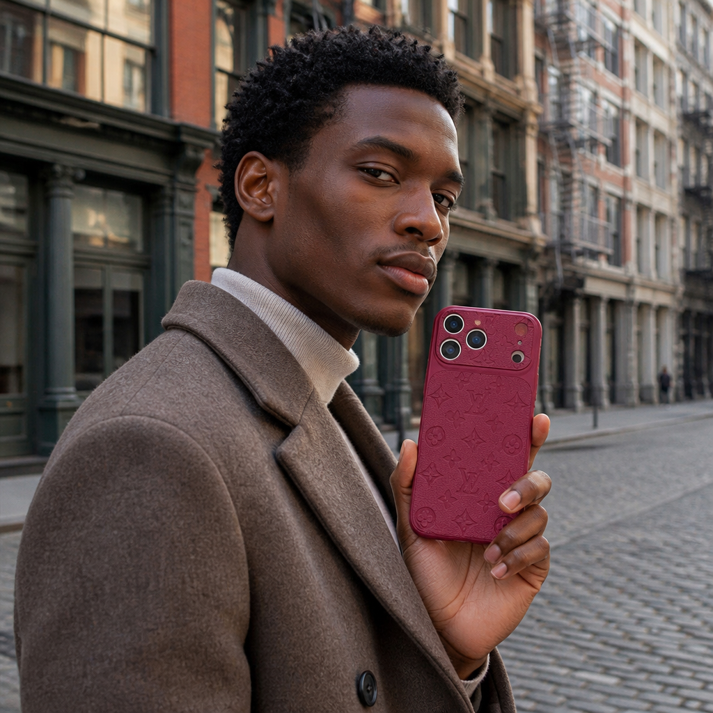 Burgundy – Double Floral Pattern — lifestyle photo in New York City.