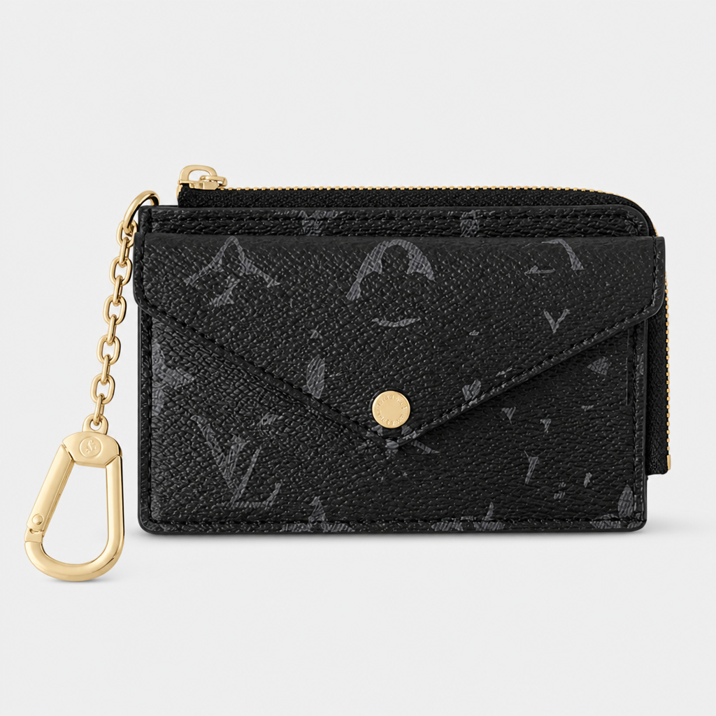 Black Monogram with Gold Hook — front view.