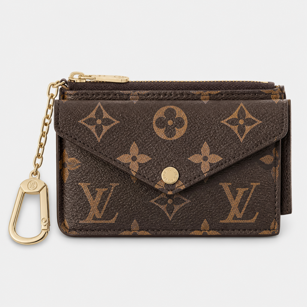 Brown Large Floral Motif with Gold Hook — front view.