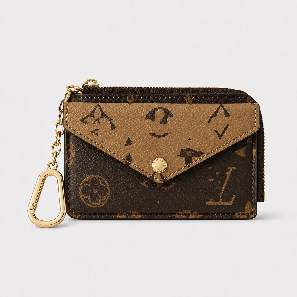 JT verified 15428319346938-front-006 4871dec42db2 — Tan/Brown Patchwork Monogram + Gold Hook