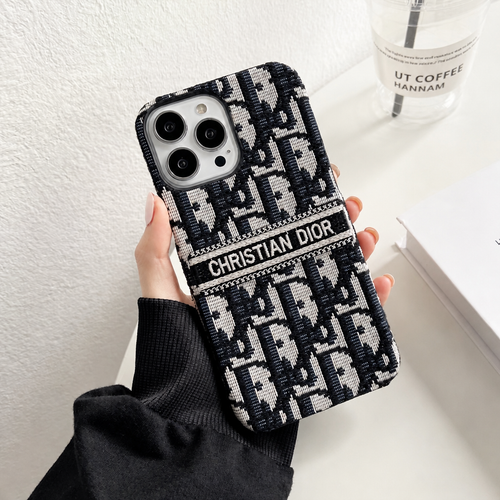 Fashion Embroidered Houndstooth Protective Phone Case for iPhone