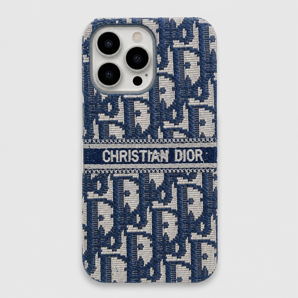Blue & Gray Letter-Pattern Case — front view.