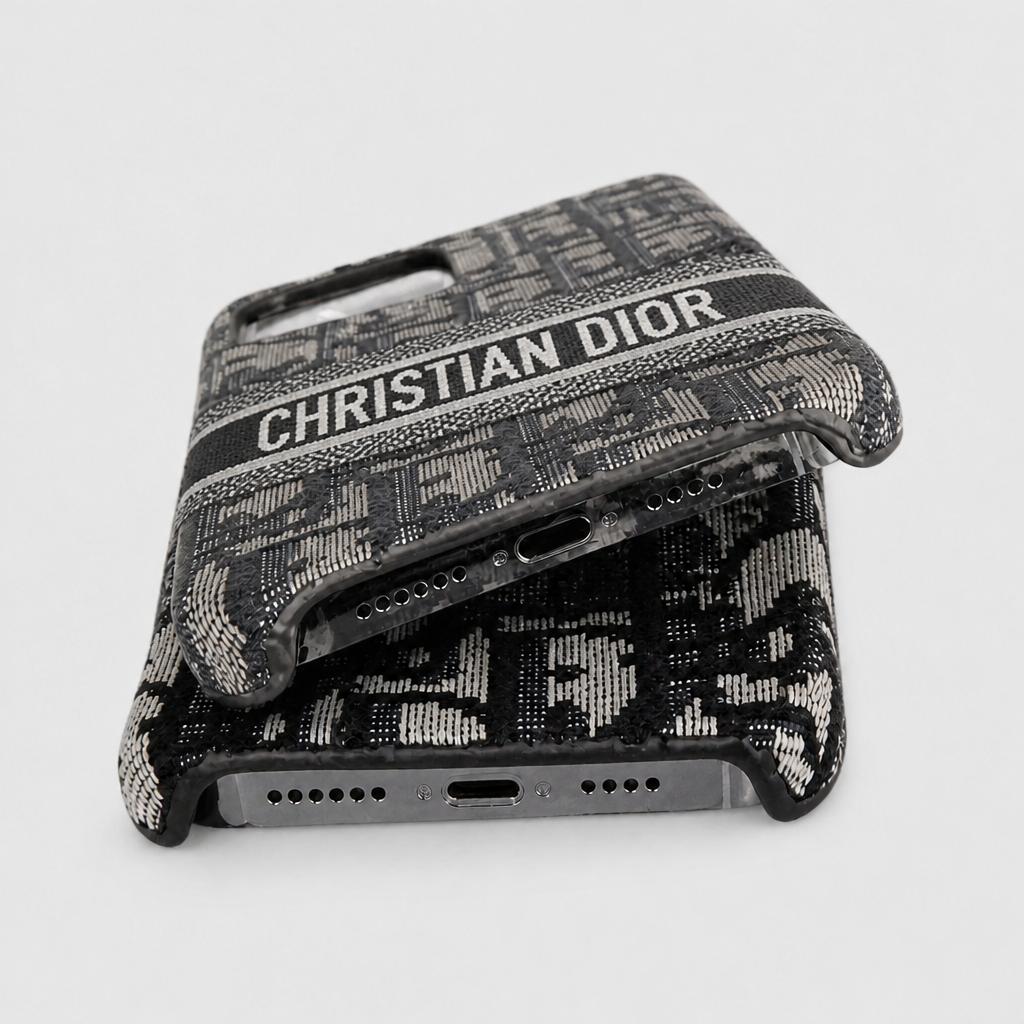 Fashion Embroidered Houndstooth Protective Phone Case for iPhone — product detail view.