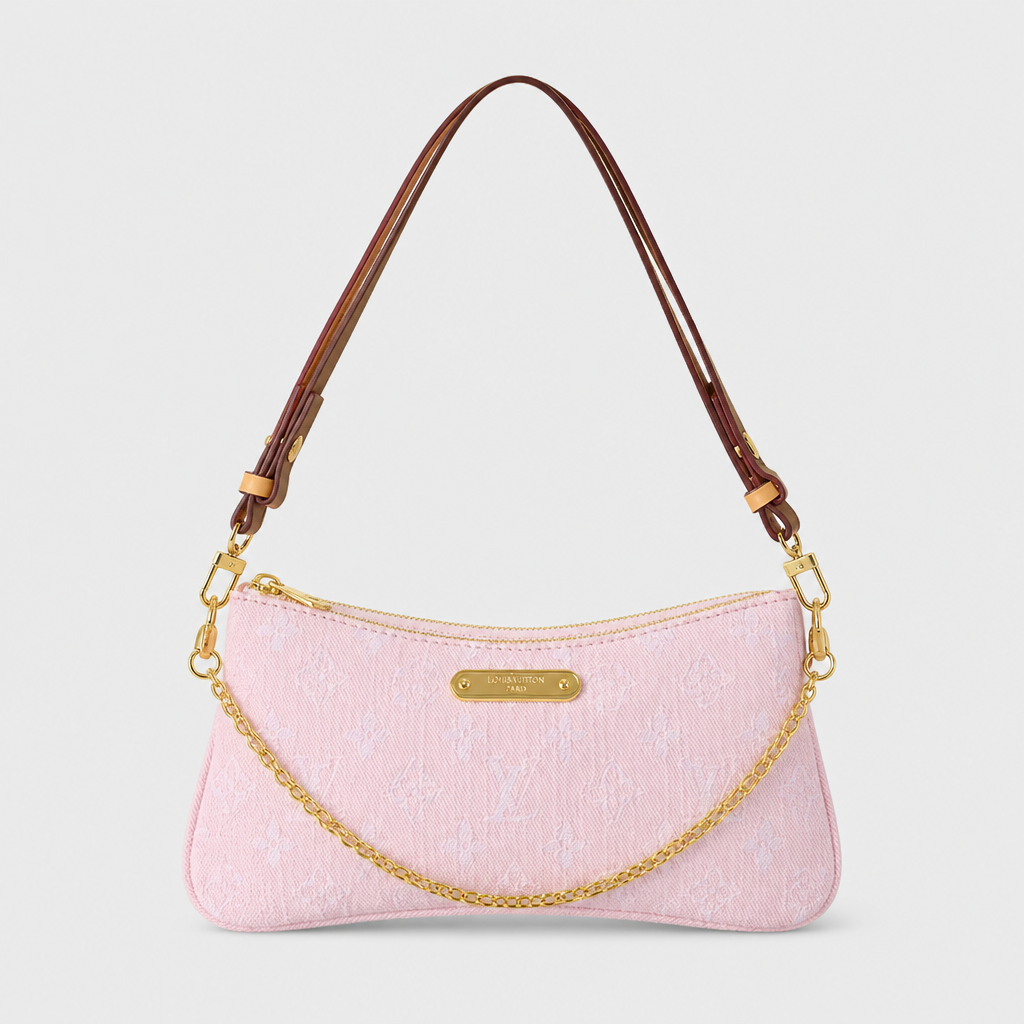 Pale pink textured monogram — front view.
