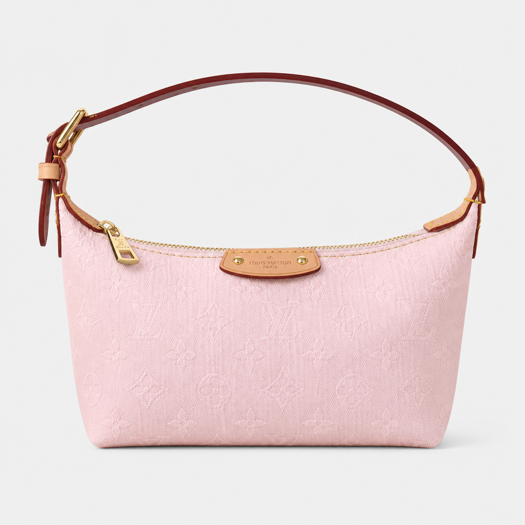 Pale pink embossed monogram — front view.