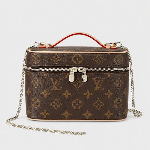 7.9 in Rounded — Brown Monogram, Orange-Red Trim — front view.