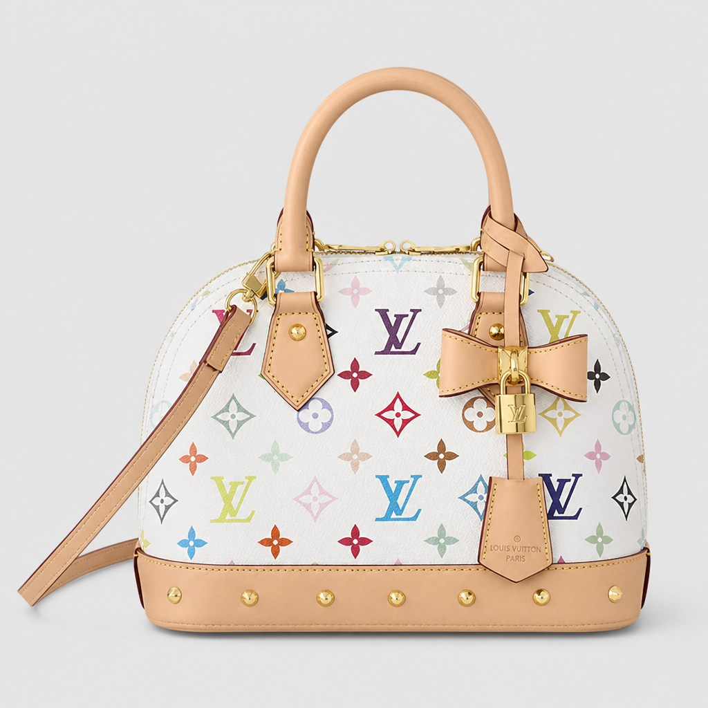 White multicolor monogram — 9.3 in — front view.