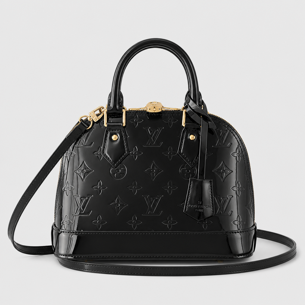 Black embossed monogram — 9.8 in — front view.