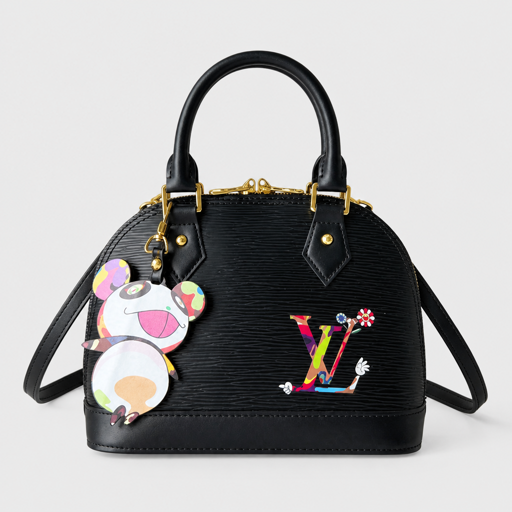 Black graphic, animal charm — 9.8 in — front view.