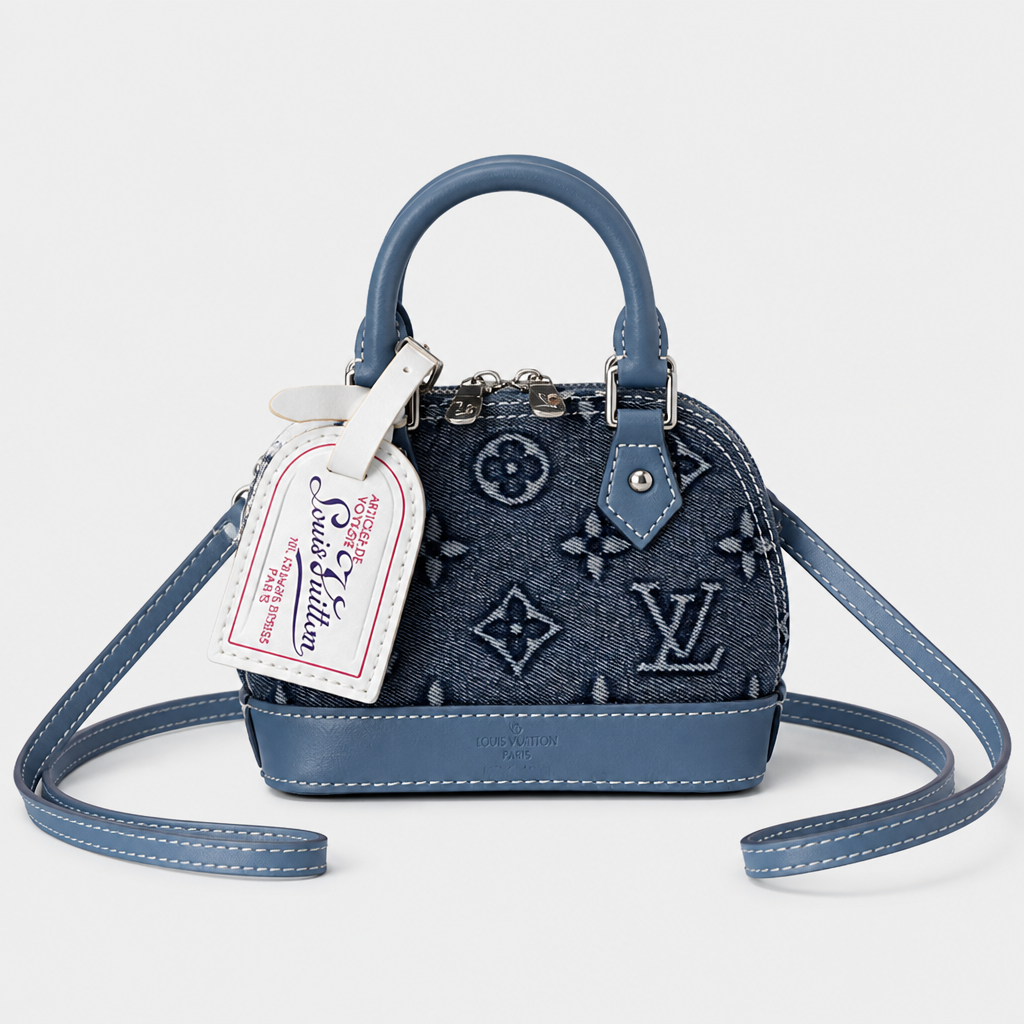 Blue textured monogram — 7.1 in — front view.