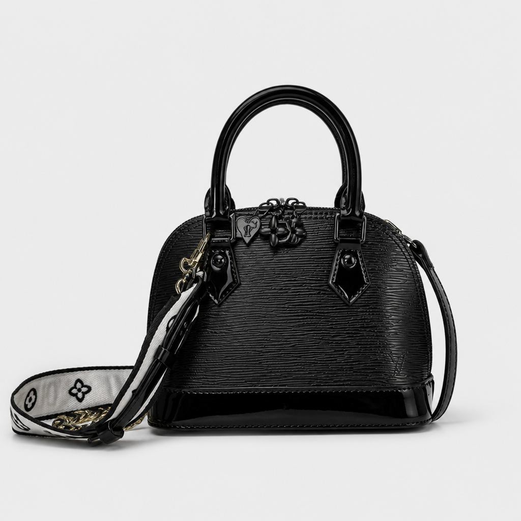 JT verified 15428694671610-front-026 48b1acf11ae9 — Black ribbed, two shoulder straps — 7.1 in