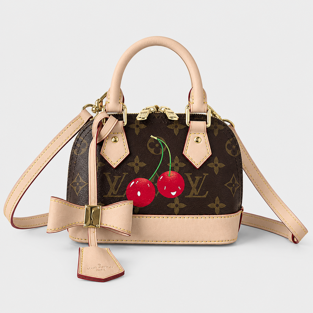 Brown cherry monogram — 7.1 in — front view.