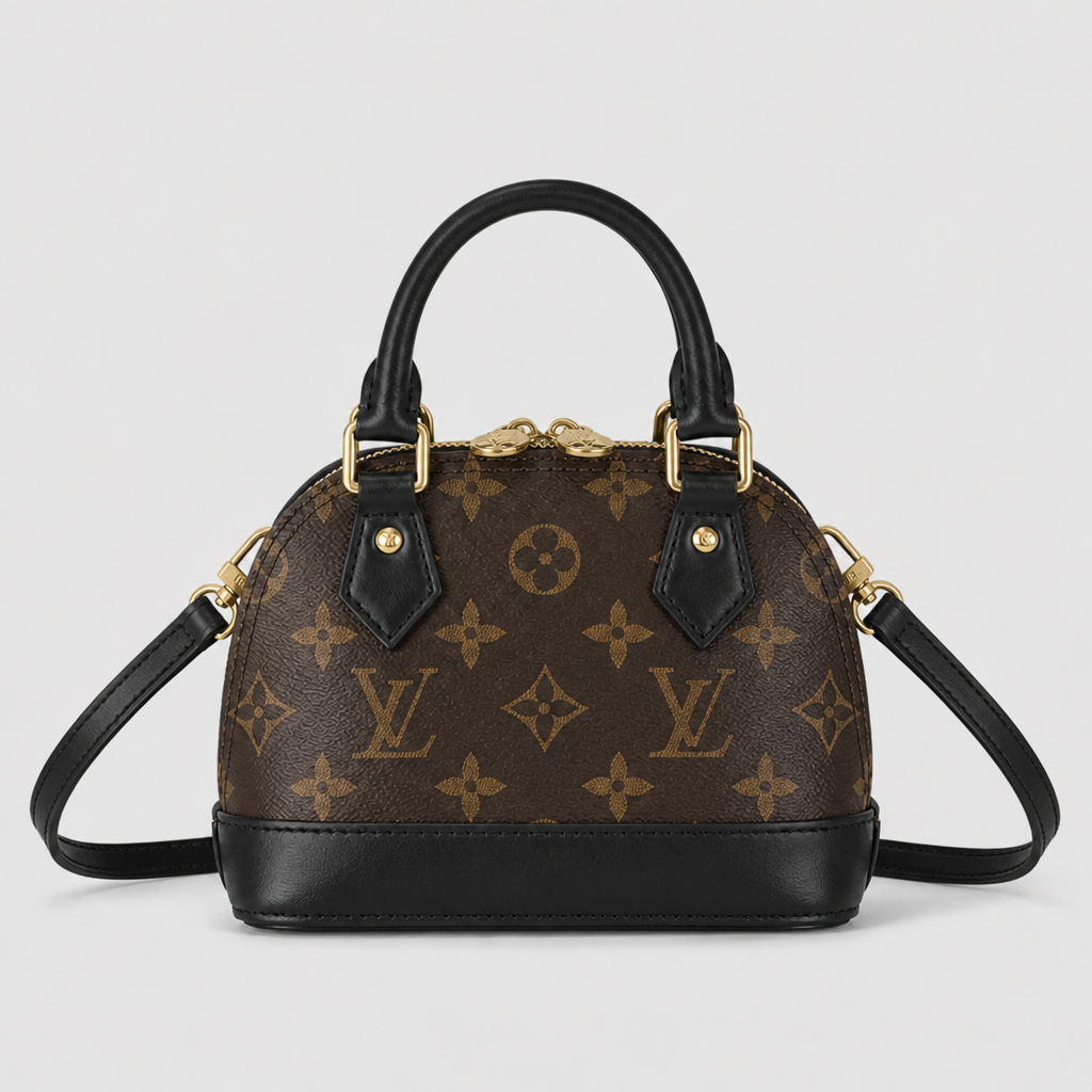 JT verified 15428694671610-front-036 bbd80b89e123 — Brown monogram, black trim — 7.1 in