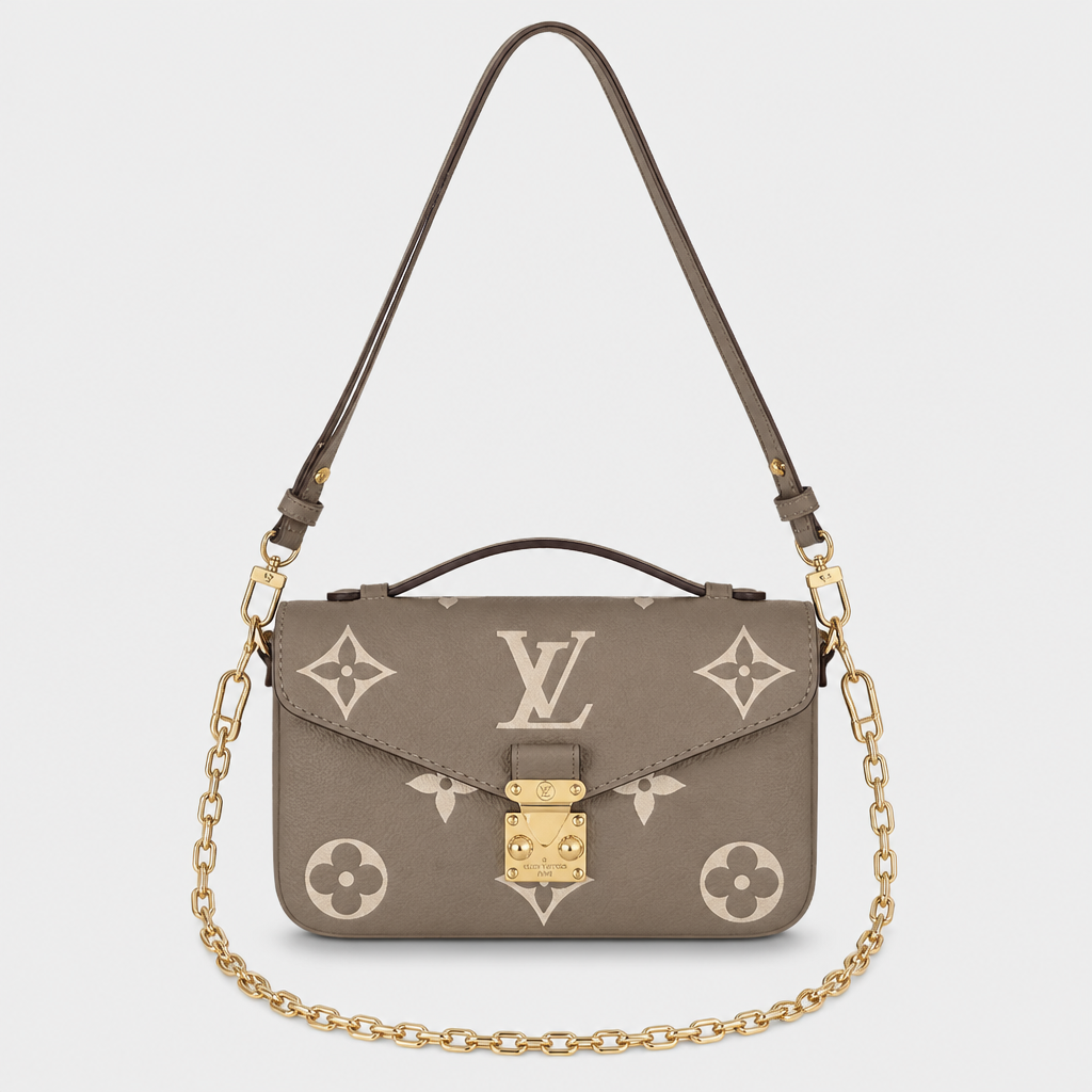 Taupe oversized cream motif — front view.