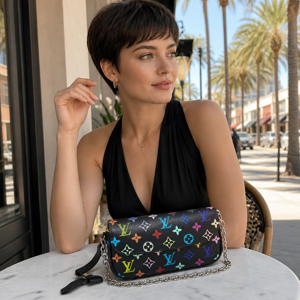 Black multicolor monogram — lifestyle photo in Los Angeles.