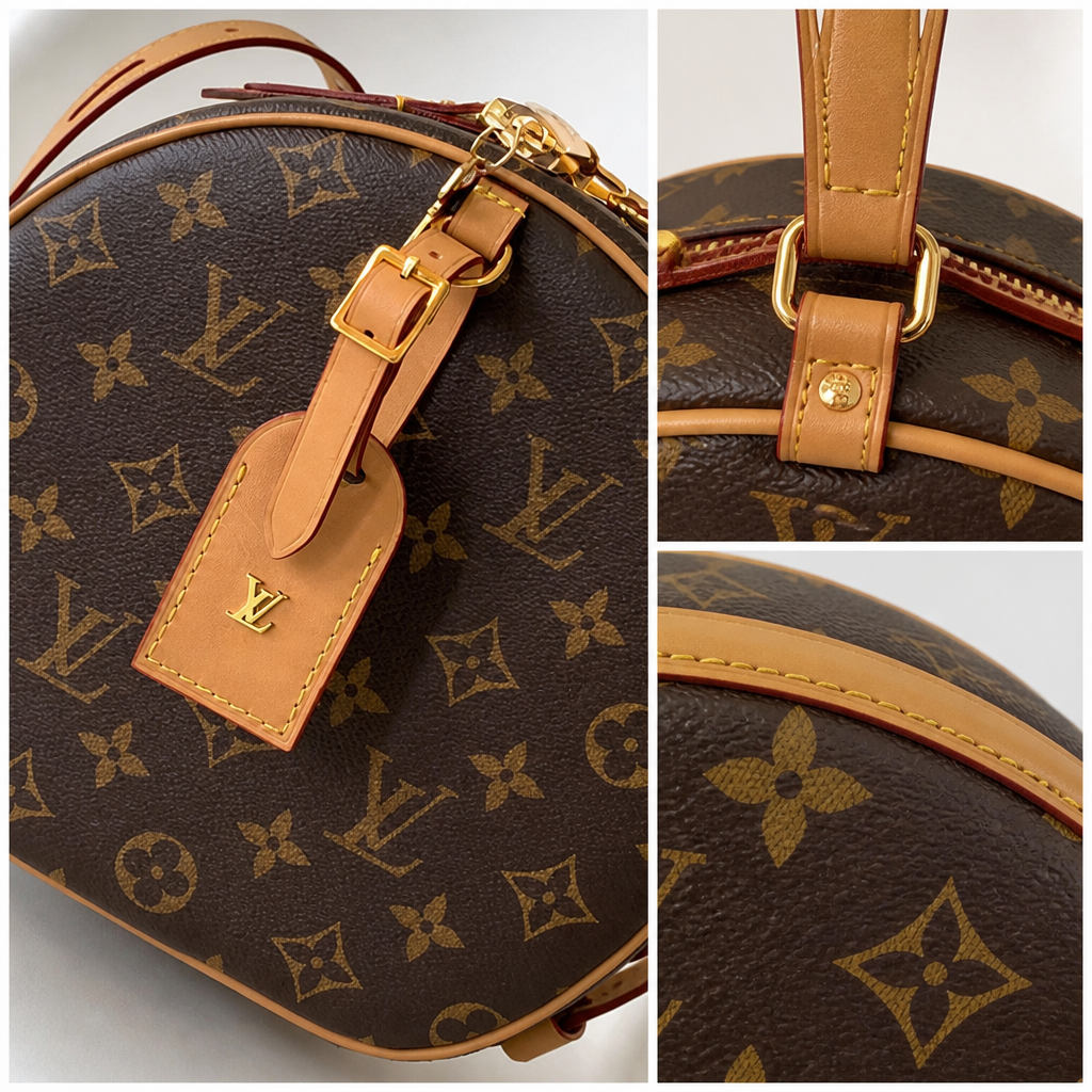 JT verified 15428695654650-detail-collage 4545f3734827 — Brown monogram with tan trim