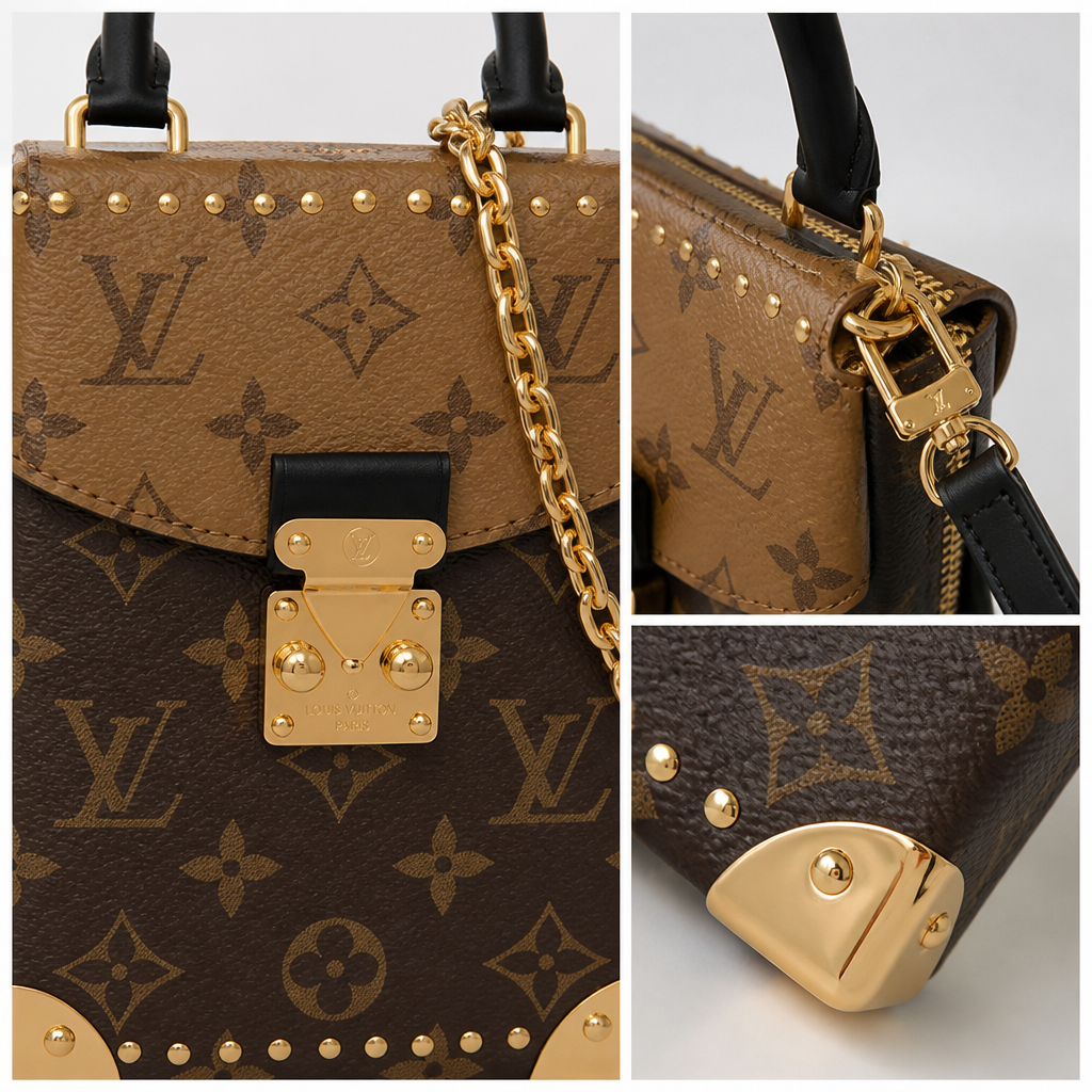 JT verified 15428695851258-detail-collage 91de4e3c932e — Brown monogram with black trim