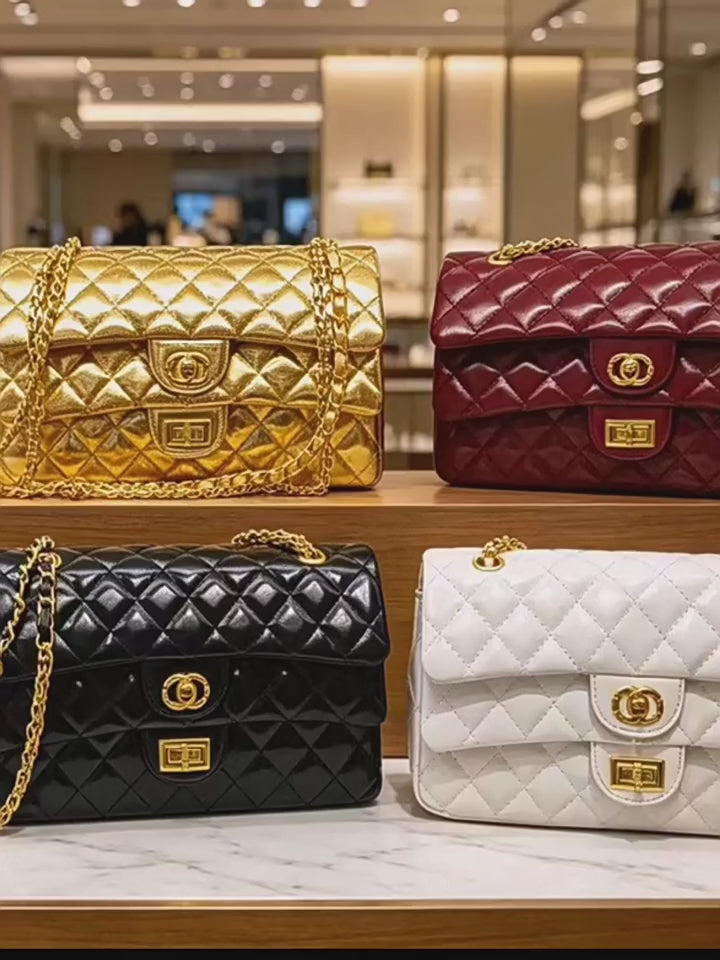 Women's Diamond Quilted Retro Chain Shoulder Bag