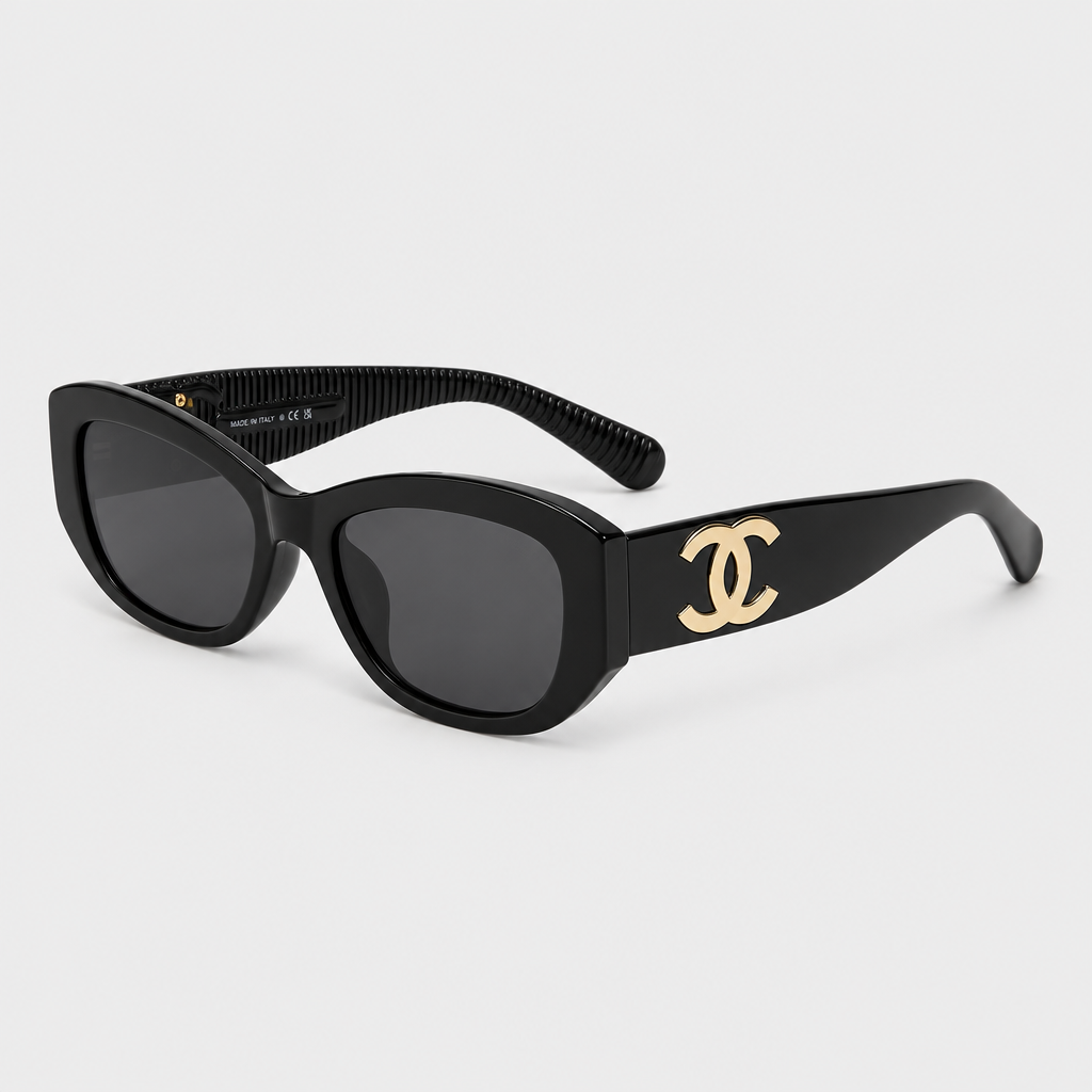 JT SOP 2026-10-06 — Glossy Black with Gold Frame and Grey Lens